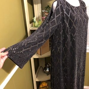 NWT Elegant plus black and silver sequin dress